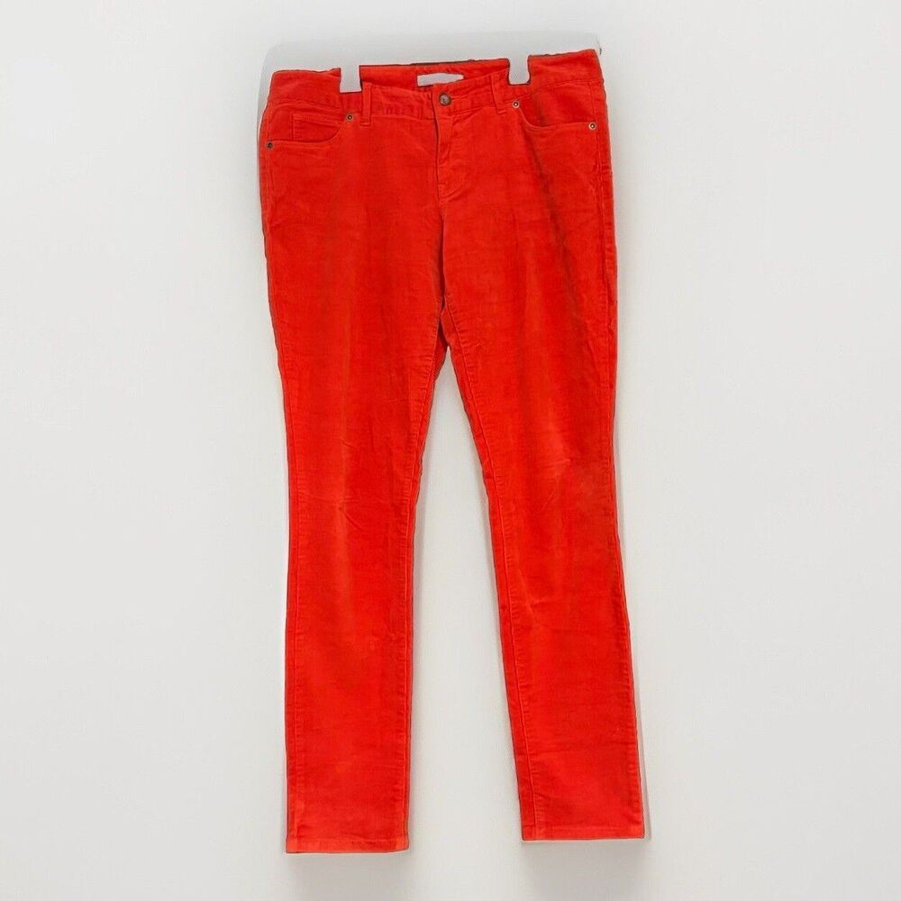 Outback Red Corduroy Skinny Pants Womens Size 8 Orange Cotton Blend Zip Vintage